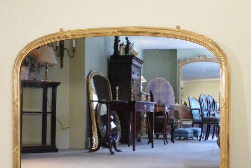 ENGLISH VICTORIAN GILT LARGE ARCH TOP OVERMANTLE MIRROR - ADDITIONAL PHOTO 1