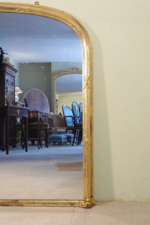 ENGLISH VICTORIAN GILT LARGE ARCH TOP OVERMANTLE MIRROR - ADDITIONAL PHOTO 3