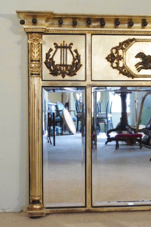 ENGLISH VICTORIAN GILT AND EBONISED LARGE TRIPLEPLATE OVERMANTLE MIRROR - ADDITIONAL PHOTO 2