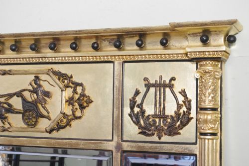 ENGLISH VICTORIAN GILT AND EBONISED LARGE TRIPLEPLATE OVERMANTLE MIRROR - ADDITIONAL PHOTO 4