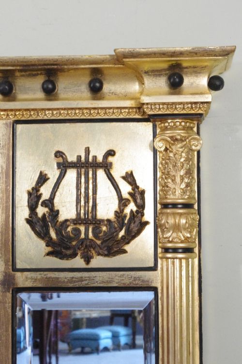ENGLISH VICTORIAN GILT AND EBONISED LARGE TRIPLEPLATE OVERMANTLE MIRROR - ADDITIONAL PHOTO 5