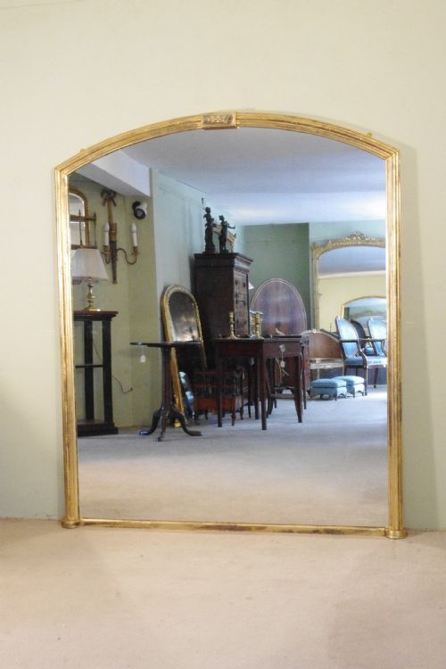 english victorian gilt large arch top overmantle mirror - CATEGORY: ANTIQUE MIRRORS - DATED 19TH CENTURY
