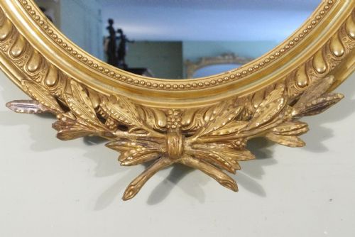 PAIR FRENCH GILT LARGE OVAL WALL MIRRORS - ADDITIONAL PHOTO 5