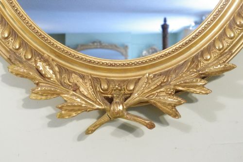PAIR FRENCH GILT LARGE OVAL WALL MIRRORS - ADDITIONAL PHOTO 6