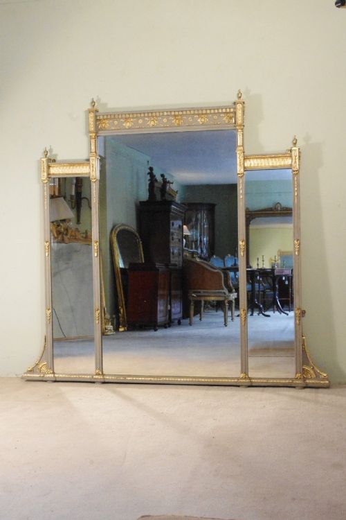 english victorian painted and parcelgilt large overmantle mirror - CATEGORY: ANTIQUE MIRRORS - DATED 1880