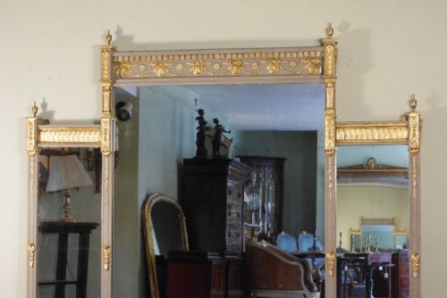 ENGLISH VICTORIAN PAINTED AND PARCELGILT LARGE OVERMANTLE MIRROR - ADDITIONAL PHOTO 1