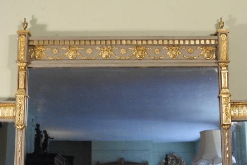 ENGLISH VICTORIAN PAINTED AND PARCELGILT LARGE OVERMANTLE MIRROR - ADDITIONAL PHOTO 3