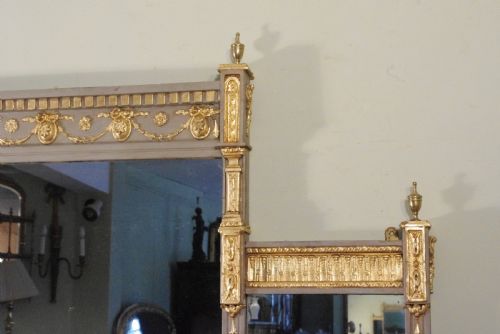 ENGLISH VICTORIAN PAINTED AND PARCELGILT LARGE OVERMANTLE MIRROR - ADDITIONAL PHOTO 5