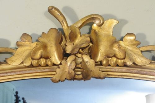 ENGLISH VICTORIAN GILT LARGE ARCH TOP OVERMANTLE MIRROR - ADDITIONAL PHOTO 2
