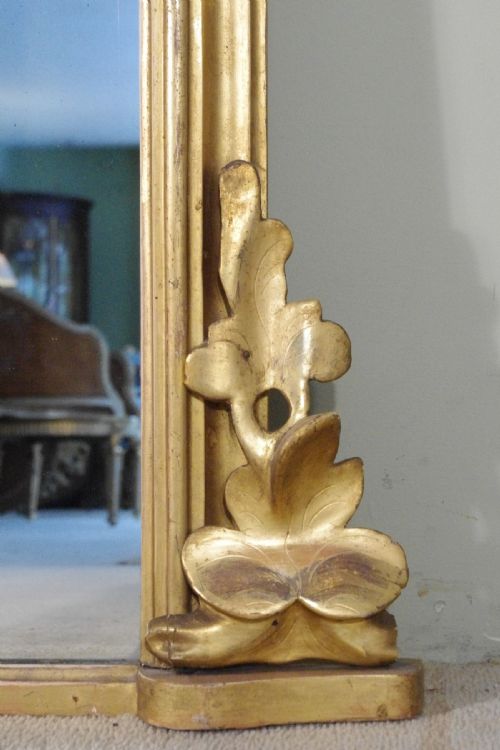 ENGLISH VICTORIAN GILT LARGE ARCH TOP OVERMANTLE MIRROR - ADDITIONAL PHOTO 5