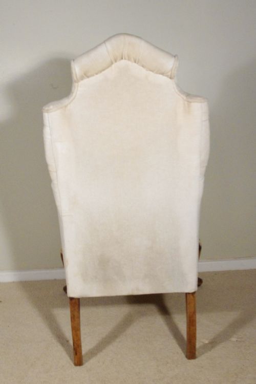 VICTORIAN WALNUT HIGH BACK BUTTONED ARMCHAIR - ADDITIONAL PHOTO 5