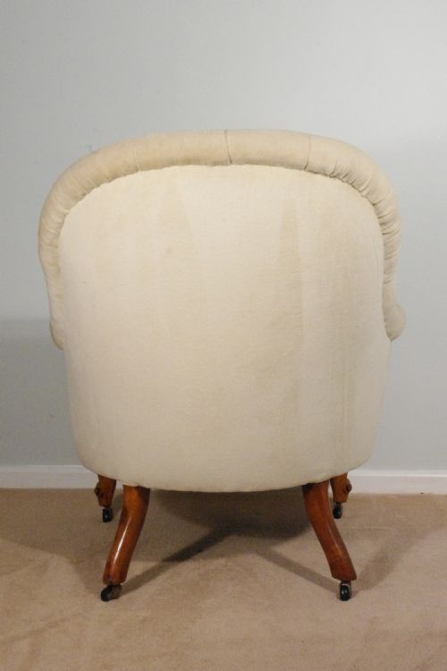 VICTORIAN WALNUT BUTTON BACK ARMCHAIR - ADDITIONAL PHOTO 8