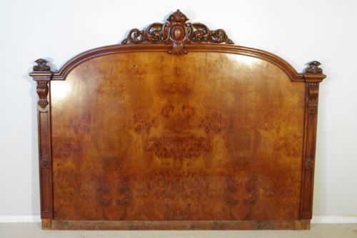 Victorian Burr Walnut Veneered 6ft/double/king Size Headboard Bed