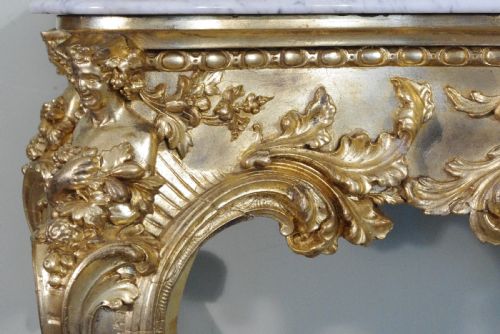 19TH CENTURY ENGLISH GILT CONSOLE TABLE WITH MARBLE TOP - ADDITIONAL PHOTO 7