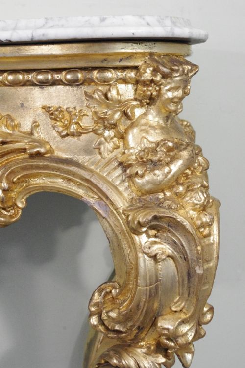 19TH CENTURY ENGLISH GILT CONSOLE TABLE WITH MARBLE TOP - ADDITIONAL PHOTO 8