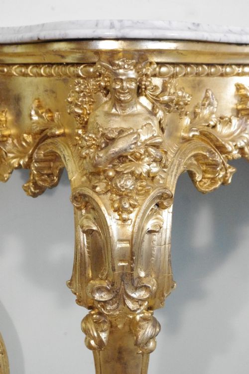 19TH CENTURY ENGLISH GILT CONSOLE TABLE WITH MARBLE TOP - ADDITIONAL PHOTO 11