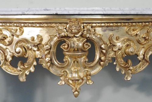 19TH CENTURY ENGLISH GILT CONSOLE TABLE WITH MARBLE TOP - ADDITIONAL PHOTO 13