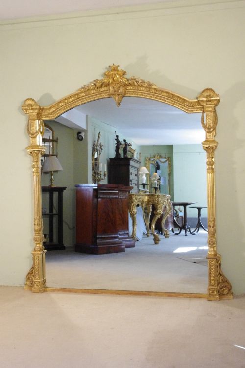 english victorian gilt large overmantle mirror - CATEGORY: ANTIQUE MIRRORS - DATED 1870