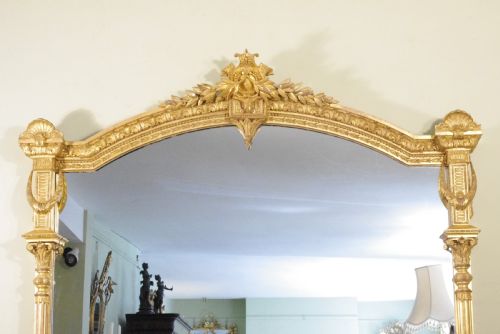ENGLISH VICTORIAN GILT LARGE OVERMANTLE MIRROR - ADDITIONAL PHOTO 1