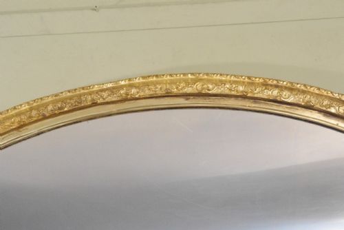 ENGLISH VICTORIAN GILT VERY LARGE OVAL OVERMANTLEWALL MIRROR - ADDITIONAL PHOTO 3