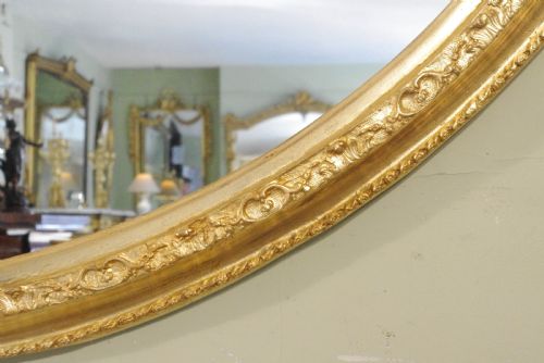 ENGLISH VICTORIAN GILT VERY LARGE OVAL OVERMANTLEWALL MIRROR - ADDITIONAL PHOTO 6