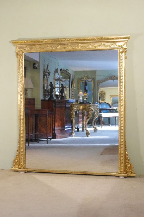 english victorian gilt large overmantle mirror - CATEGORY: ANTIQUE MIRRORS - DATED 1880