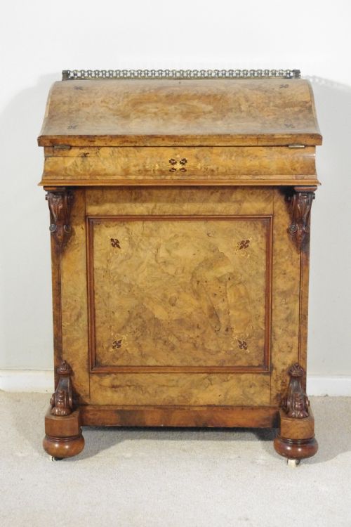 VICTORIAN BURR WALNUT DAVENPORT - ADDITIONAL PHOTO 1
