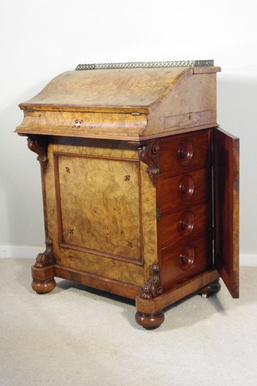 VICTORIAN BURR WALNUT DAVENPORT - ADDITIONAL PHOTO 2