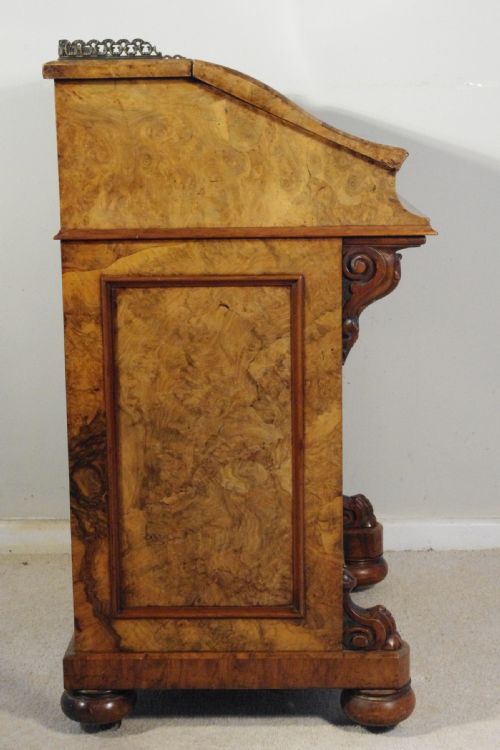 VICTORIAN BURR WALNUT DAVENPORT - ADDITIONAL PHOTO 3