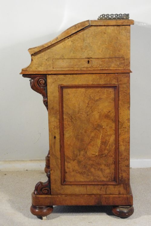 VICTORIAN BURR WALNUT DAVENPORT - ADDITIONAL PHOTO 4