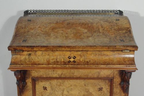 VICTORIAN BURR WALNUT DAVENPORT - ADDITIONAL PHOTO 6