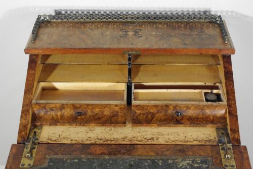 VICTORIAN BURR WALNUT DAVENPORT - ADDITIONAL PHOTO 9