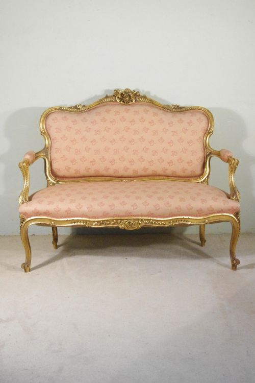french giltgiltwood louis xv style two seater sofa - CATEGORY: ANTIQUE SOFAS - DATED 1880