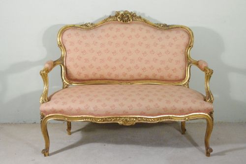 FRENCH GILTGILTWOOD LOUIS XV STYLE TWO SEATER SOFA - ADDITIONAL PHOTO 1