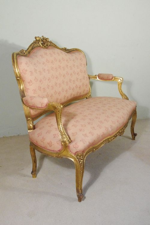 FRENCH GILTGILTWOOD LOUIS XV STYLE TWO SEATER SOFA - ADDITIONAL PHOTO 3