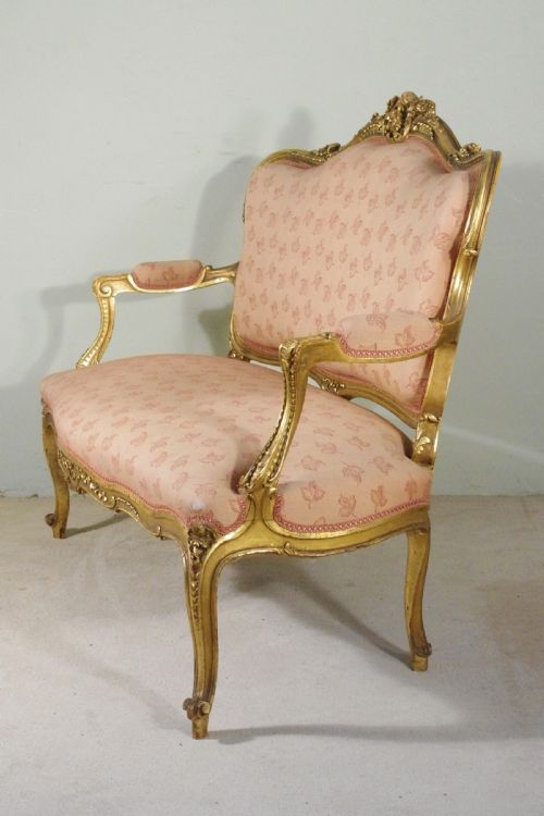 FRENCH GILTGILTWOOD LOUIS XV STYLE TWO SEATER SOFA - ADDITIONAL PHOTO 4