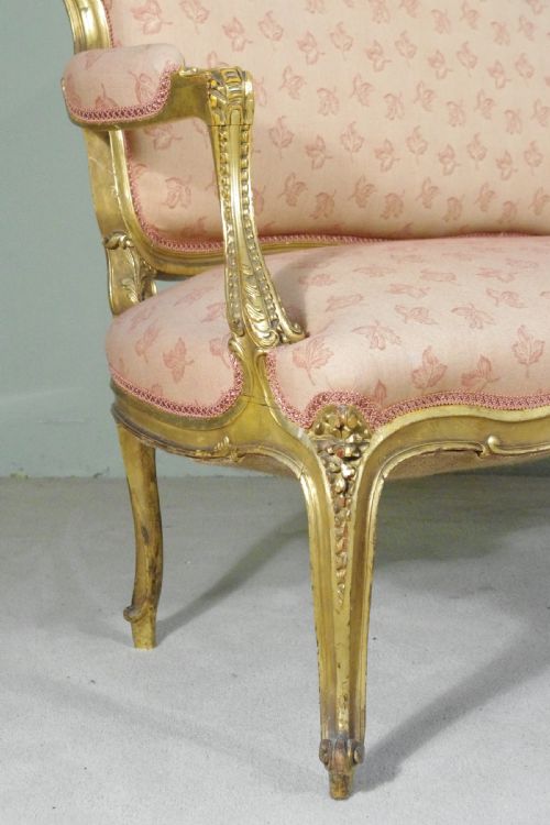 FRENCH GILTGILTWOOD LOUIS XV STYLE TWO SEATER SOFA - ADDITIONAL PHOTO 6