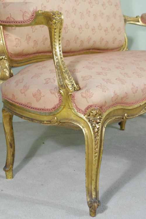FRENCH GILTGILTWOOD LOUIS XV STYLE TWO SEATER SOFA - ADDITIONAL PHOTO 7
