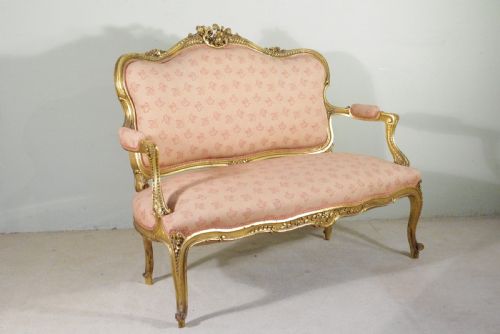FRENCH GILTGILTWOOD LOUIS XV STYLE TWO SEATER SOFA - ADDITIONAL PHOTO 17