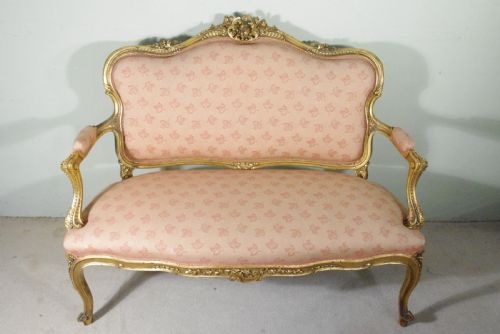 FRENCH GILTGILTWOOD LOUIS XV STYLE TWO SEATER SOFA - ADDITIONAL PHOTO 18