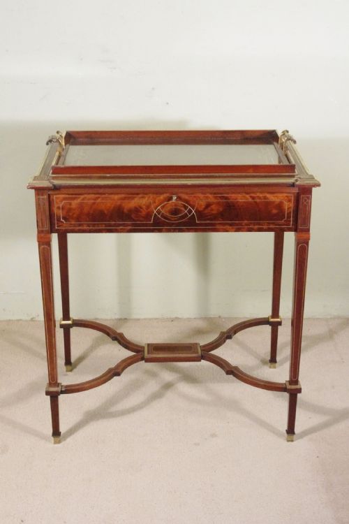 edwardian brass inlaid mahogany drinksteaserving table - CATEGORY: ANTIQUE TABLES - DATED EDWARDIAN