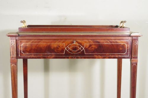 EDWARDIAN BRASS INLAID MAHOGANY DRINKSTEASERVING TABLE - ADDITIONAL PHOTO 6