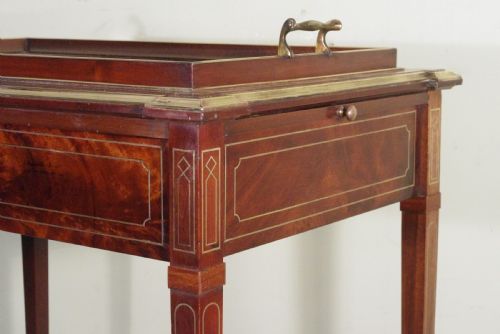 EDWARDIAN BRASS INLAID MAHOGANY DRINKSTEASERVING TABLE - ADDITIONAL PHOTO 7