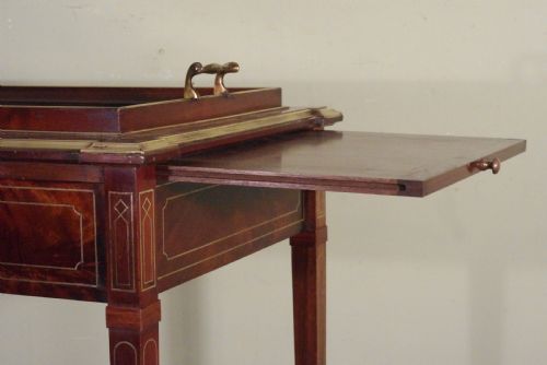EDWARDIAN BRASS INLAID MAHOGANY DRINKSTEASERVING TABLE - ADDITIONAL PHOTO 8