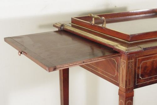 EDWARDIAN BRASS INLAID MAHOGANY DRINKSTEASERVING TABLE - ADDITIONAL PHOTO 9