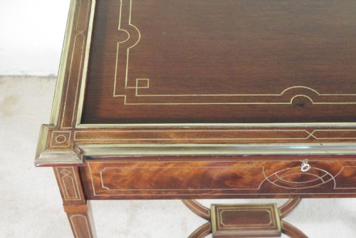 EDWARDIAN BRASS INLAID MAHOGANY DRINKSTEASERVING TABLE - ADDITIONAL PHOTO 12