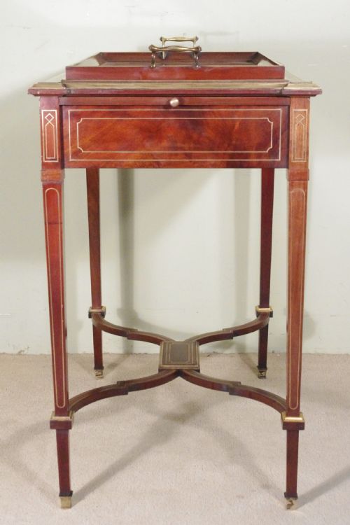 EDWARDIAN BRASS INLAID MAHOGANY DRINKSTEASERVING TABLE - ADDITIONAL PHOTO 16
