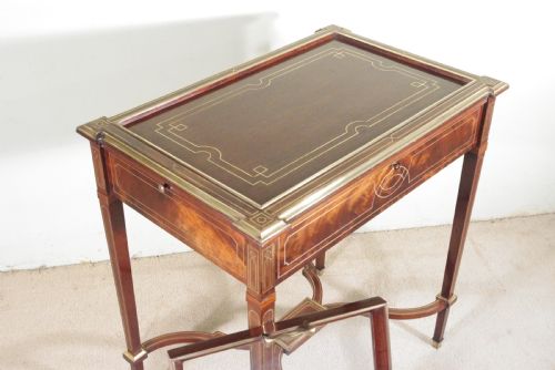 EDWARDIAN BRASS INLAID MAHOGANY DRINKSTEASERVING TABLE - ADDITIONAL PHOTO 20
