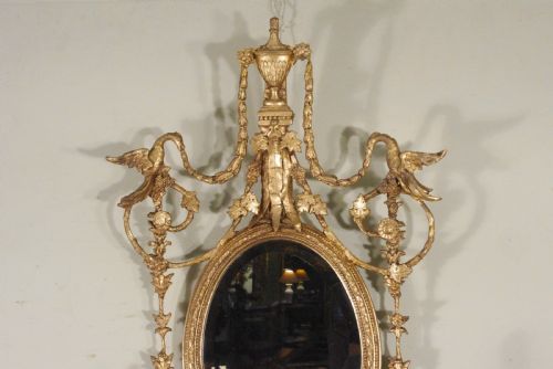 GILT ADAM STYLE GIRANDOLE WALL MIRROR WITH CANDLE SCONCES - ADDITIONAL PHOTO 1