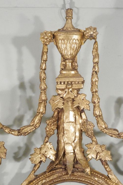 GILT ADAM STYLE GIRANDOLE WALL MIRROR WITH CANDLE SCONCES - ADDITIONAL PHOTO 5